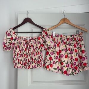 TCEC - Floral smocked short and top set